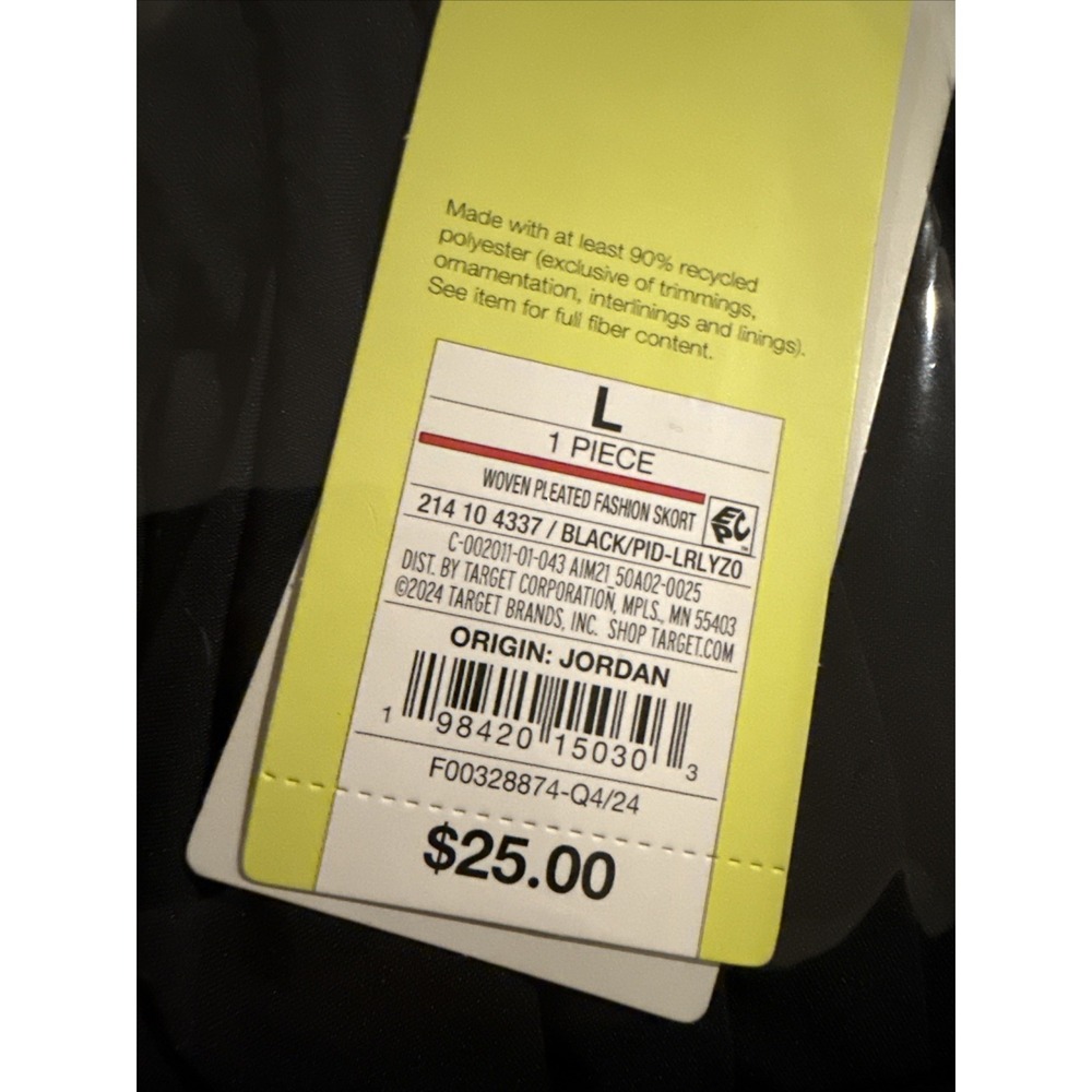 Pleated Black Athletic Skort L, Pockets Pickleball Skirt Tennis Golf Quick Dry - Picture 11 of 11